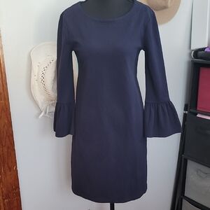 J. Crew Elegant Navy Long Sleeve Dress